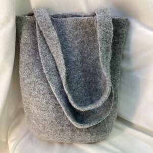 Gray Wool Tote Bag